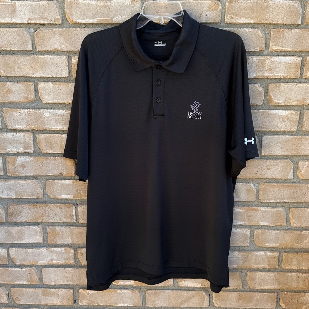 Mens Under Armour Golf Shirt w Troon North Golf Club Logo BLACK * READ*